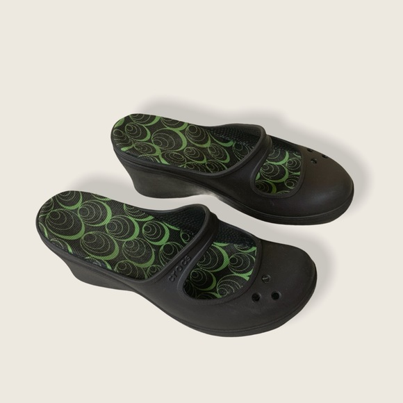 Crocs Francis Sz 7 Mary Jane Mules Slip ons Blk - Picture 2 of 7